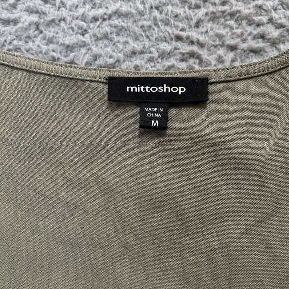 Mittoshop Dress Womens Medium Green Adjustable Drawstring Waist Balloon Sleeves - Picture 3 of 13